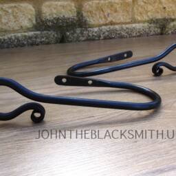 A Pair Of Blacksmith Wrought Iron Forged Shepherds Crook Curtain Holdbacks, Forged in The UK - thumbnail 2