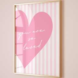 You Are So Loved Art Print, Cute Girls Room Wall Art, Pastel Pink Bedroom Decor - thumbnail 1