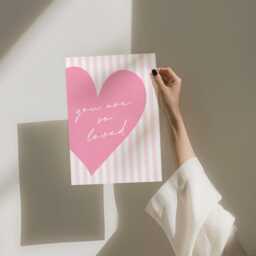 You Are So Loved Art Print, Cute Girls Room Wall Art, Pastel Pink Bedroom Decor - thumbnail 3