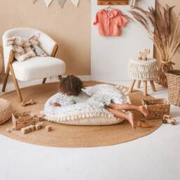 Kids Round Floor Cushion, Playroom Decor, Gift For Kids, Pillow Seating, Toddler Room Reading Nook Birthday - thumbnail 2