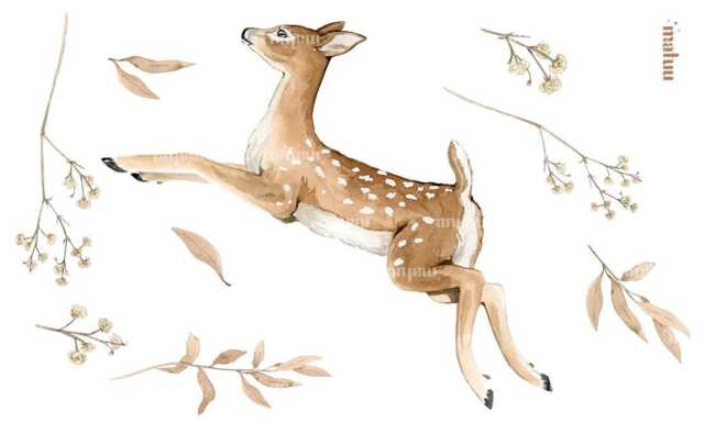 Deer Wall Decal Playful Fawn, Woodland Nursery Decor - image 1