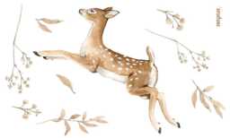 Deer Wall Decal Playful Fawn, Woodland Nursery Decor - thumbnail 1