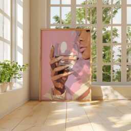 Chic Woman Wall Art Poster, Drinking Glass Pop Print, Feminine Modern Style, Pink Unframed Decor For Bedroom, Vanity Or Lounge Space - thumbnail 3