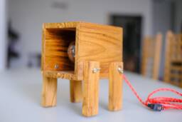 Downward Dog Table Lamp Wooden Side Light Fixture - Reclaimed Wood - thumbnail 1