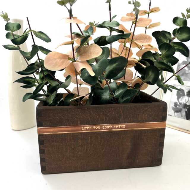 Indoor Wooden Pot Planter - Personalised Hand Painted Handcrafted Plant Flower Gift - image 1
