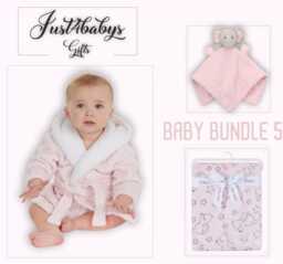 Personalised/Plain Baby Girls Pink Circle Dressing Gown Elephant Blanket/ Comforter Bundle Gorgeous Gift 2 Sizes Perfect First Gift - thumbnail 1