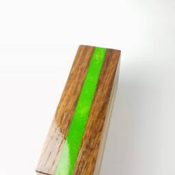 Black Walnut Business Card Holder Pearl Green Epoxy River Desk Decor - thumbnail 2