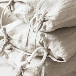 Linen Pillowcase With Ties - Natural Pillow Cover Slip Sham Custom Size Throw - thumbnail 2