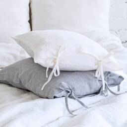 Linen Pillowcase With Ties - Natural Pillow Cover Slip Sham Custom Size Throw - thumbnail 3