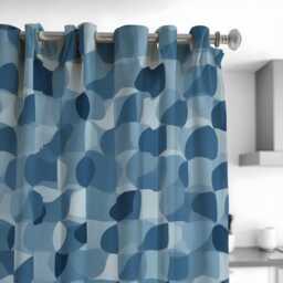 Blue Geometric Curtains, Modern Abstract Circle Drapes, Custom Window Panels For Bedroom Or Living Room Contemporary Decor - thumbnail 2