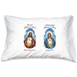 Sacred Heart Of Jesus & Immaculate Mary Catholic Pillowcase, Prayers & Saints Loving Gifts For Men Women - thumbnail 1