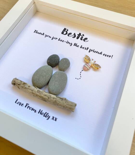 Friends Pebble Art, Friend Gift, Personalised Gifts, Bestie Personalised Bee Themed Gift For Her, Pebbles, Pebble Art, Bff - image 1