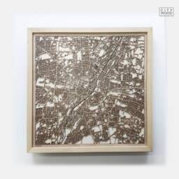Munich Wooden Map - Framed Laser Cut City Streets Art - thumbnail 1