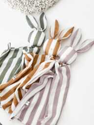 striped Bunny Baby Comforter - Personalised Muslin Lovey Unisex Newborn Gift