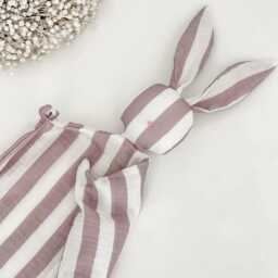 striped Bunny Baby Comforter - Personalised Muslin Lovey Unisex Newborn Gift - thumbnail 2