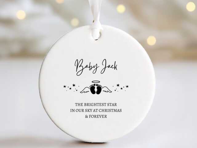 Personalised Baby Memorial Ornament - Remembrance Christmas Bauble Photo Loss Ornament - image 1