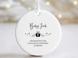 Personalised Baby Memorial Ornament - Remembrance Christmas Bauble Photo Loss Ornament - thumbnail 1