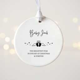 Personalised Baby Memorial Ornament - Remembrance Christmas Bauble Photo Loss Ornament - thumbnail 2