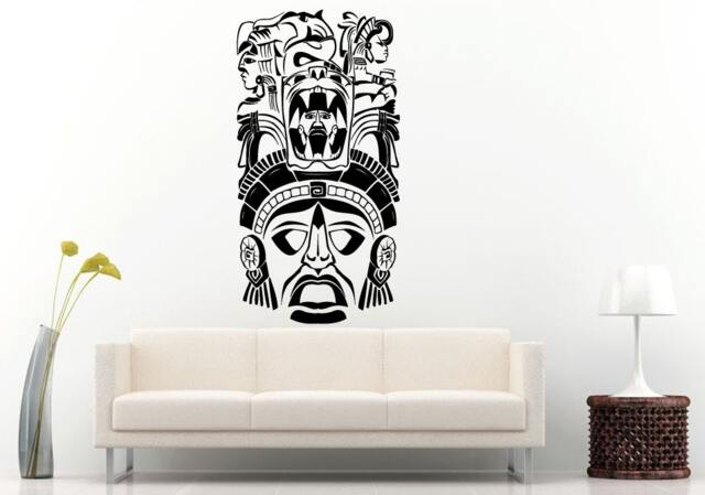 Aztec Totem Ancient Warrior Gods Masks Historical Wall Decal Vinyl Sticker Mural Room Decor L1307 - image 1
