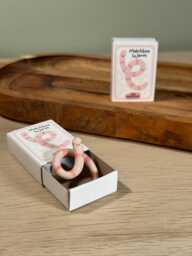 Handmade Ceramic Worm in Hand-Painted Matchbox - Miniature Art Toy Gift - thumbnail 1