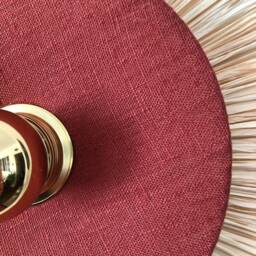 Alba Fixed Wall Light in Natural Raffia & Washed Linen, Terracotta Color - Portable Version On Request - thumbnail 4