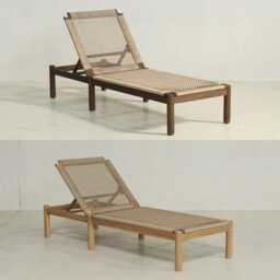 Handcrafted Teak Sun Lounger - Woven Rattan Outdoor Recliner - thumbnail 3