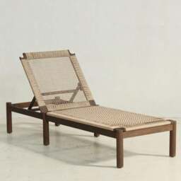 Handcrafted Teak Sun Lounger - Woven Rattan Outdoor Recliner