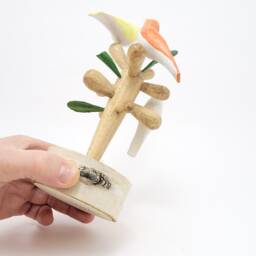 Handmade Linden Wood Bird Sculpture, Colorful Tree Decor - thumbnail 4
