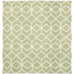 Handwoven Wool Kilim Rug Green Southwestern Geometric Runner - thumbnail 2