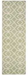 Handwoven Wool Kilim Rug Green Southwestern Geometric Runner - thumbnail 3