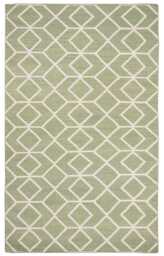 Handwoven Wool Kilim Rug Green Southwestern Geometric Runner