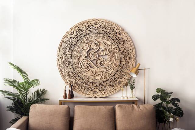 Lucky Disc Multilayer Wood Wall Art Mandala, Large Round Laser Cut Sculpture, Housewarming Gift - image 1