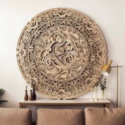 Lucky Disc Multilayer Wood Wall Art Mandala, Large Round Laser Cut Sculpture, Housewarming Gift - thumbnail 2