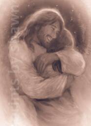Art Print Jesus in Heaven, Sepia Print Of Heaven - thumbnail 1