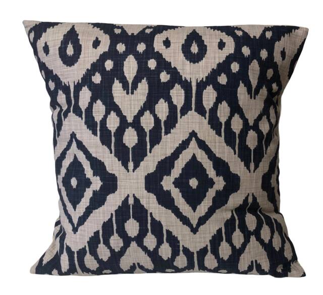 "Iliv Marrakech Ink Blue Ikat Aztecrint Cushion Cover 16"" 18" - image 1
