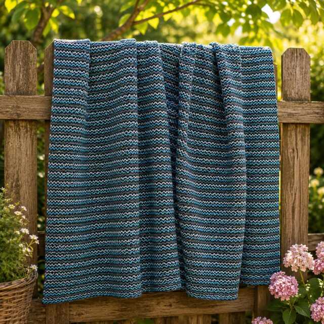 Turquoise Blue Throw Blanket Bed Cover - Durable Sofa Boho Bedspread Geometric Design Sustainable Modern Traditional Home Decor - image 1