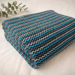 Turquoise Blue Throw Blanket Bed Cover - Durable Sofa Boho Bedspread Geometric Design Sustainable Modern Traditional Home Decor - thumbnail 3