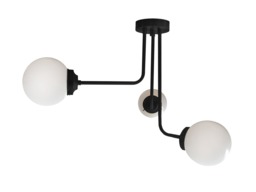 3 Arm Flush Mount - Asymmetrical Globe Shade Ceiling Light Bathroom Bedroom Kitchen Dining Living Room Ul Listed