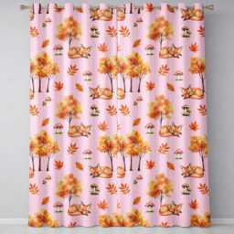 Sleeping Fox Autumn Leaves Mushrooms Forest Seamless Pattern Blush Readymade Eyelet Ring Top Thermal 100% Blackout Curtains - thumbnail 2