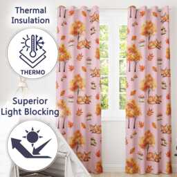 Sleeping Fox Autumn Leaves Mushrooms Forest Seamless Pattern Blush Readymade Eyelet Ring Top Thermal 100% Blackout Curtains - thumbnail 3