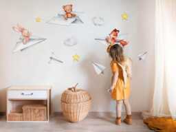Adorable Animals Wall Stickers For Baby Room, Gray Children's Room Decor, Animals Decal Kids Self Adhesive - thumbnail 1
