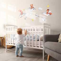 Adorable Animals Wall Stickers For Baby Room, Gray Children's Room Decor, Animals Decal Kids Self Adhesive - thumbnail 3