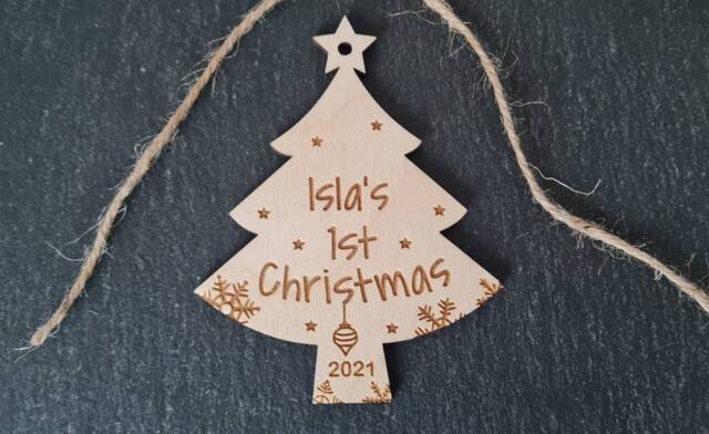 Personalised First Christmas Decoration - Babys My First Christmas, New Baby 1st Christmas Bauble - image 1