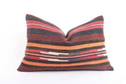 Handwoven Turkish Kilim Pillow Bohemian Lumbar Throw Pillow - 16x24 Inch - thumbnail 1