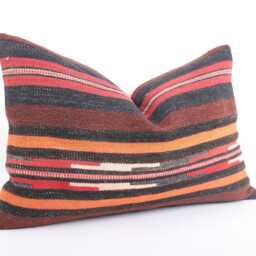 Handwoven Turkish Kilim Pillow Bohemian Lumbar Throw Pillow - 16x24 Inch - thumbnail 3