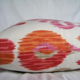Ikat Linen Pillow Cover Braemore Journey Fruity Pattern, Pink Red Orange - thumbnail 4