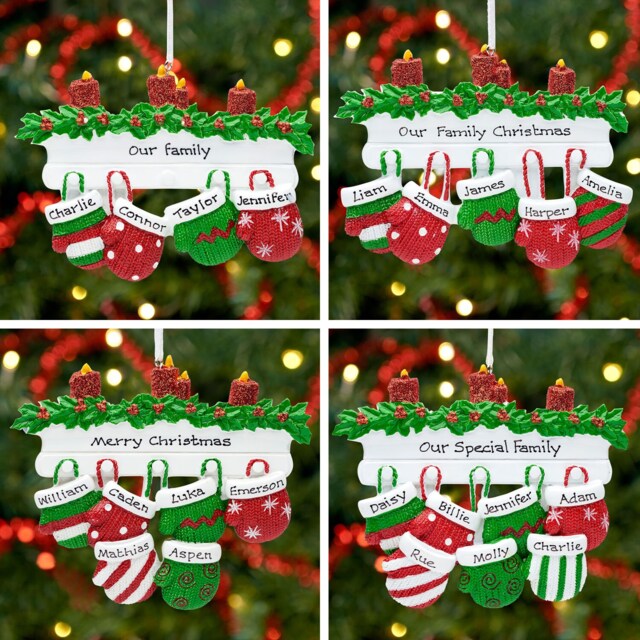 Personalised Family Christmas Xmas Tree Decoration Ornament - Mittens - image 1
