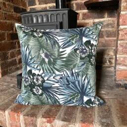 888. Handmade Green Palm Leaves With Flowers Cushion Cover, Various Sizes - thumbnail 1