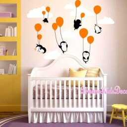 Penguins Penguin Cloud Balloon Wall Decal, Decals Nursery, Baby Kids Decals, Peel & Sticke Decal For Children-Dk025 - thumbnail 2