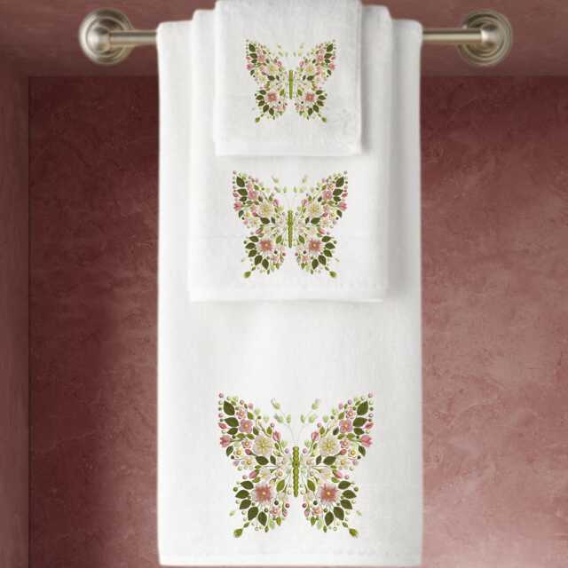 Embroidered Towels Whimsical Butterfly Floral Design, Personalised Luxury Cotton Towels - image 1